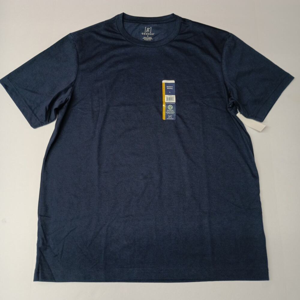 George Men's T-Shirt Size L Large Navy Blue Moisture Wicking